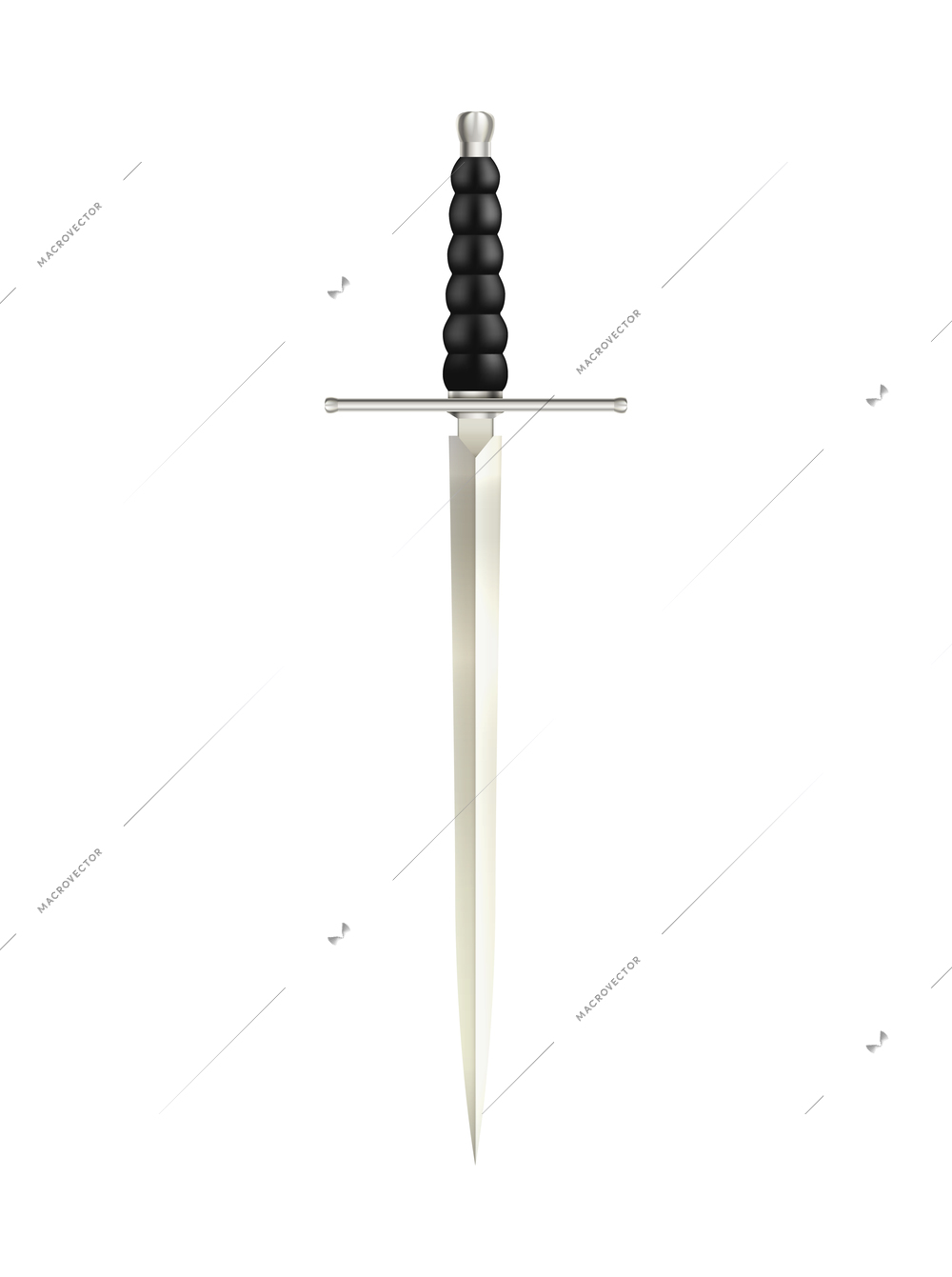 Swords composition with isolated image of medieval sword with straight blade and thin end vector illustration
