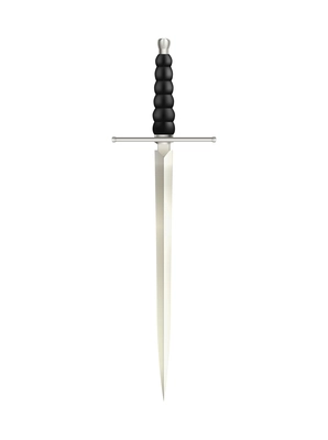 Swords composition with isolated image of medieval sword with straight blade and thin end vector illustration