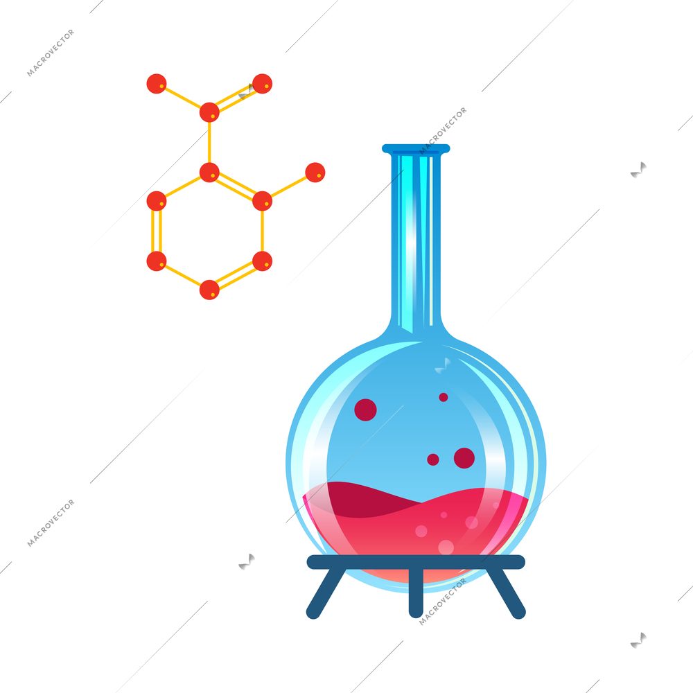 Chemistry laboratory composition with scheme of formula and image of glass jar vector illustration