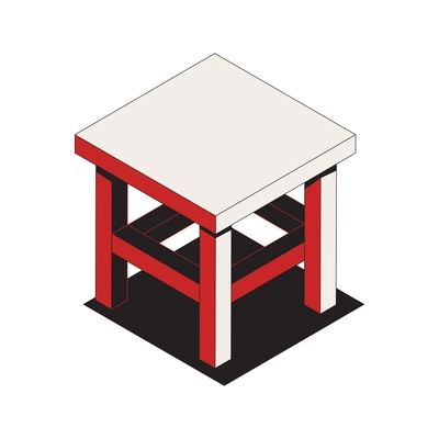 Boxing isometric composition with isolated image of stool for boxing ring vector illustration