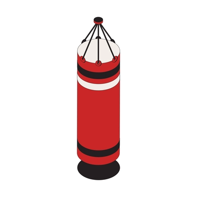 Boxing isometric composition with isolated image of vertical hanging punch bag vector illustration