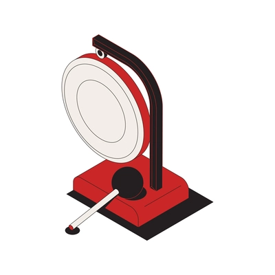 Boxing isometric composition with isolated image of boxing bell trip gong vector illustration