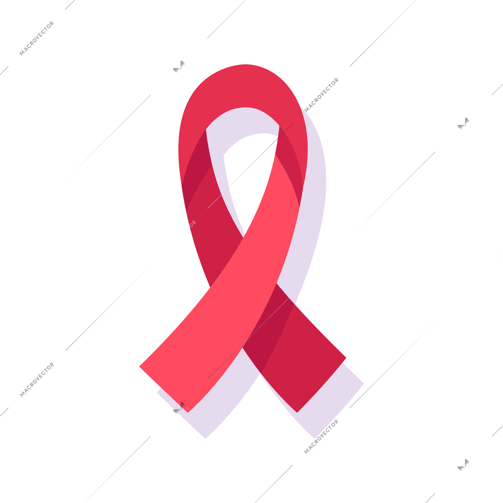 Hiv aids flat composition with isolated image of red ribbon symbol for tolerance vector illustration