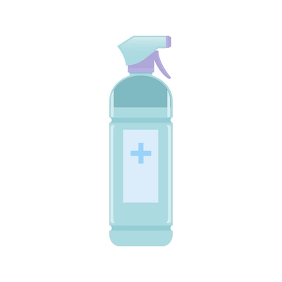 Hand hygiene flat composition with isolated image of disinfecting spray with dispenser cap vector illustration