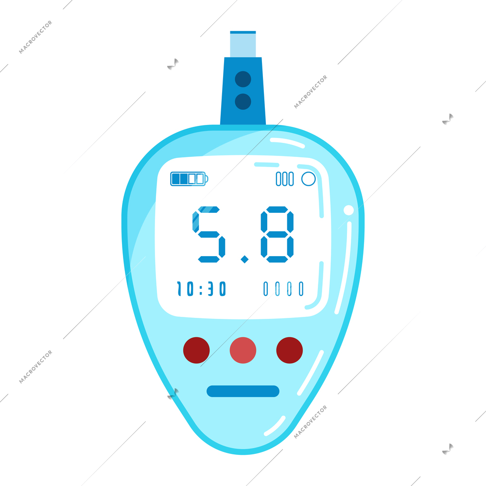 Digital medicine composition with isolated image of smart blood sensor sugar detector vector illustration