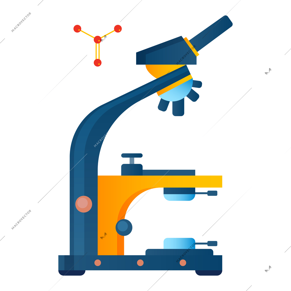 Chemistry laboratory composition with isolated image of professional lab microscope vector illustration