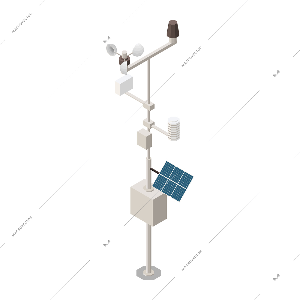 Meteorology weather forecast isometric composition with isolated image of modern weather vane vector illustration