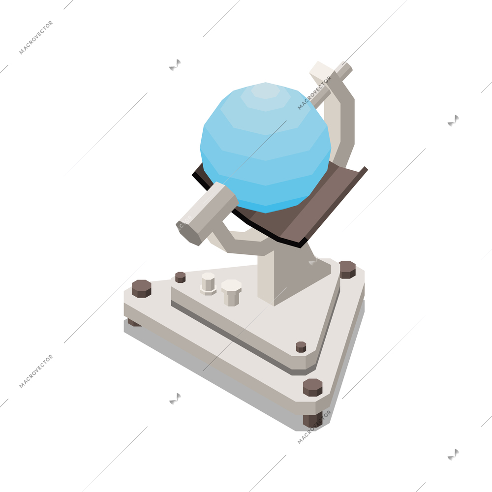 Meteorology weather forecast isometric composition with isolated image of measuring device with ball vector illustration