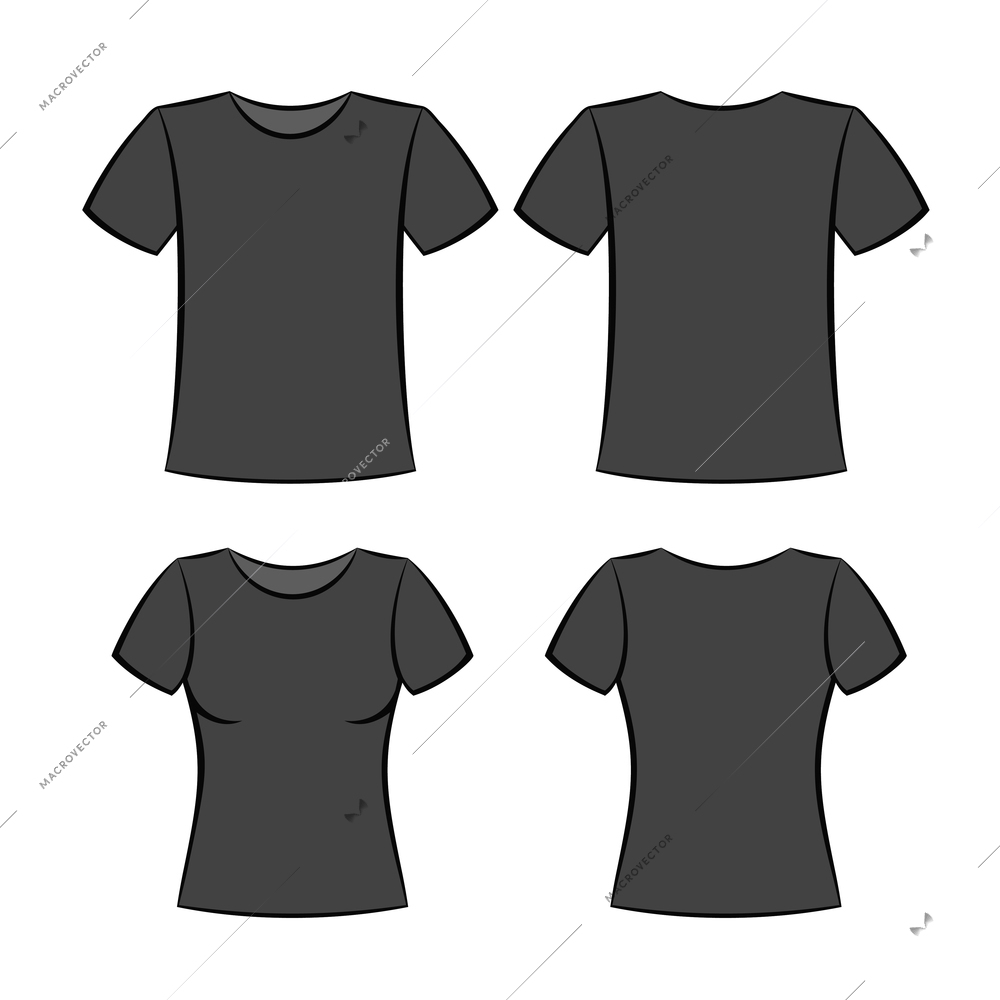 Black t-shirt clothes blank template vector illustration