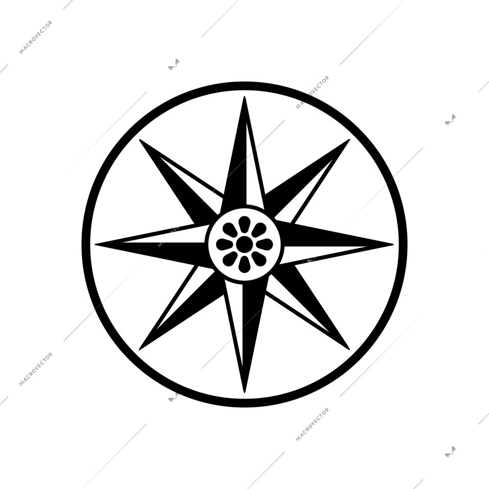 Vintage decorative design element with star in circle vector illustration