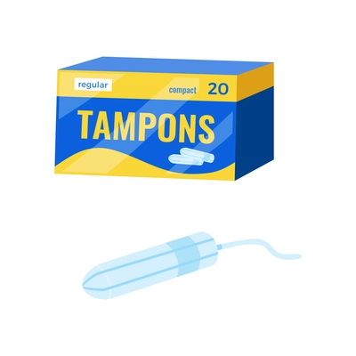 Flat package of cotton menstrual tampons isolated vector illustration