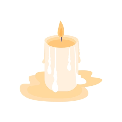 Burning wax candle flat vector illustration