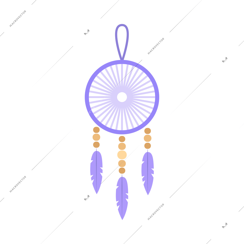 Flat color dreamcatcher with feathers vector illustration