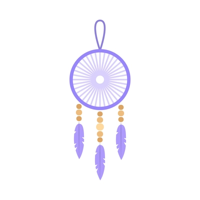 Flat color dreamcatcher with feathers vector illustration