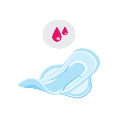 Menstruation flat composition with pad and drops of blood isolated vector illustration