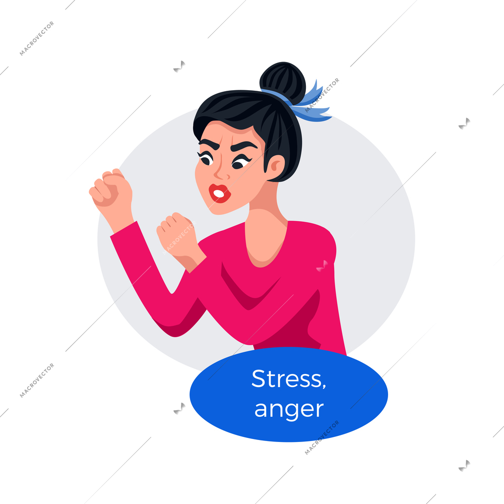 Premenstrual syndrome poster with angry woman vector illustration