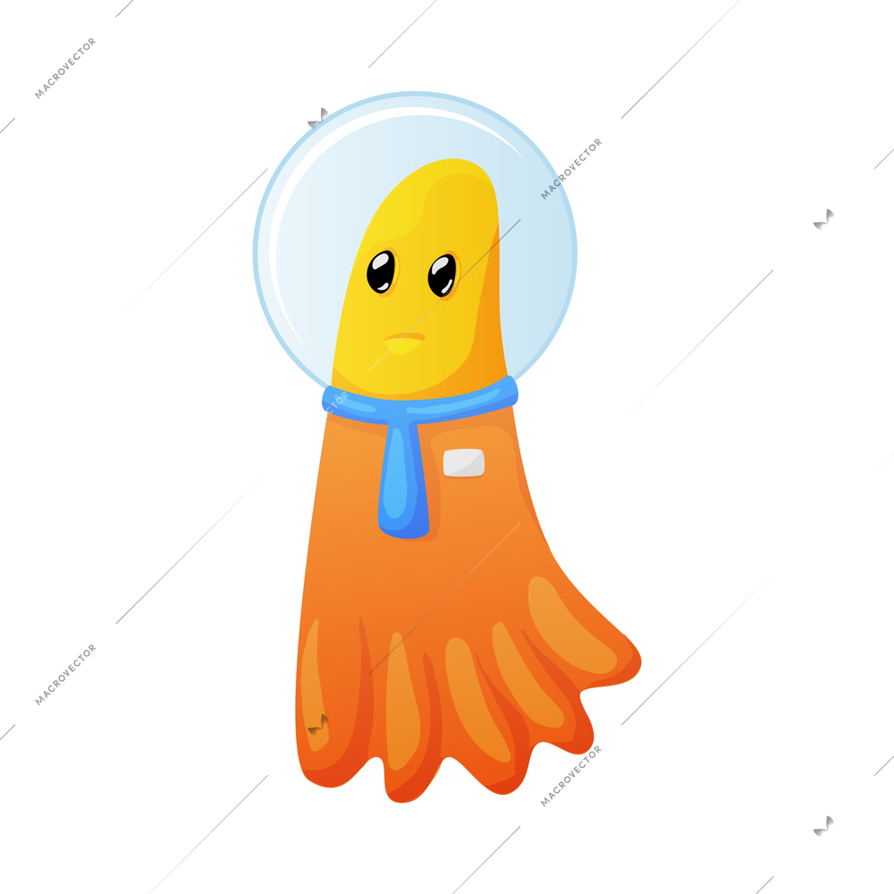 Cute orange alien wearing spacesuit cartoon vector illustration