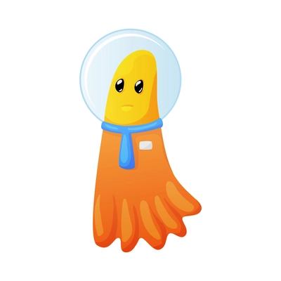 Cute orange alien wearing spacesuit cartoon vector illustration