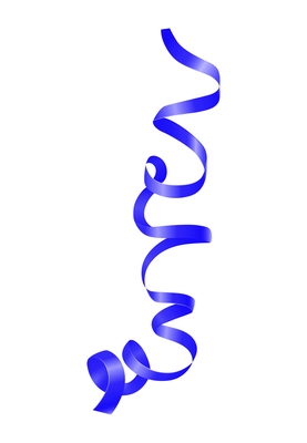 Twisted shiny streamer in blue color realistic vector illustration