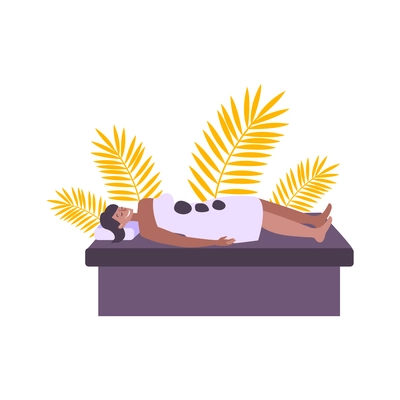 Flat icon with woman relaxing in spa salon vector illustration