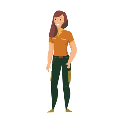 Female character of zoo keeper on white background flat vector illustration