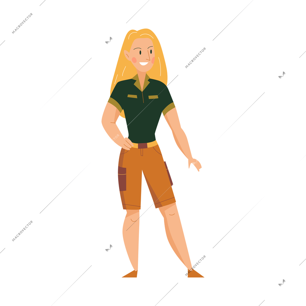 Smiling female zoo keeper flat vector illustration