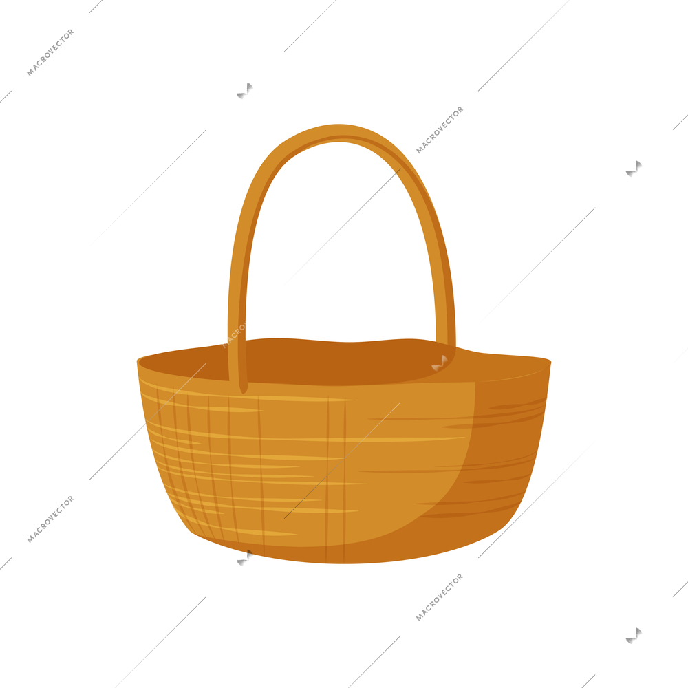 Flat icon with empty wicker basket on white background vector illustration