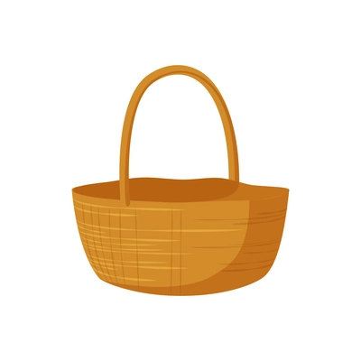 Flat icon with empty wicker basket on white background vector illustration