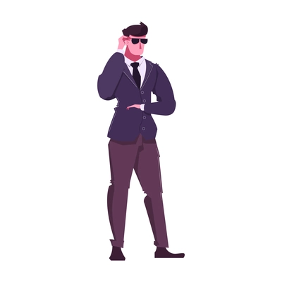 Flat character of security guard wearing glasses vector illustration