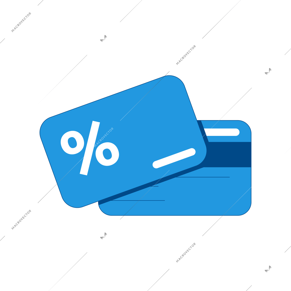 Two supermarket or store loyalty cards flat icon in blue color vector illustration