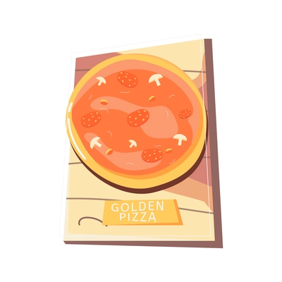 Golden pizza flat icon vector illustration