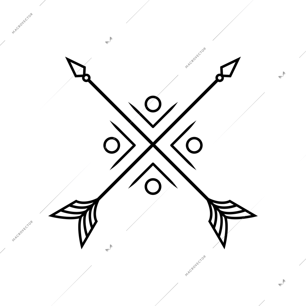 Decorative design element with two arrows vintage vector illustration