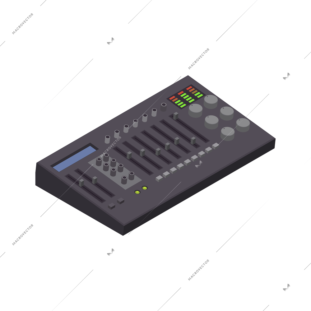Isometric professional midi controller for recording studio 3d vector illustration