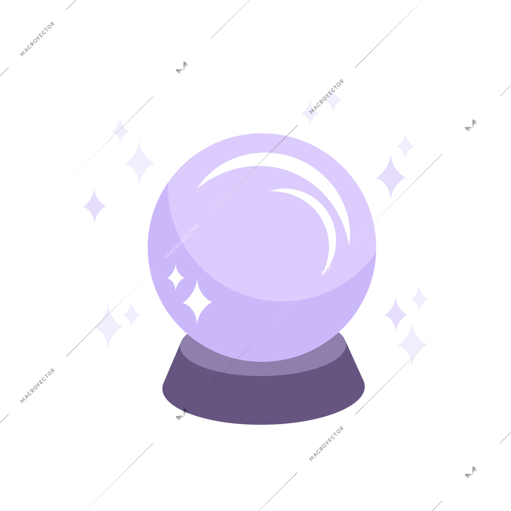 Sparkling magic ball of fortune teller flat vector illustration