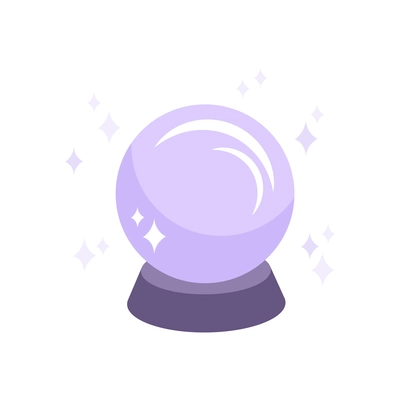 Sparkling magic ball of fortune teller flat vector illustration