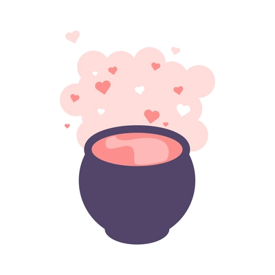 Flat cauldron with love potion vector illustration