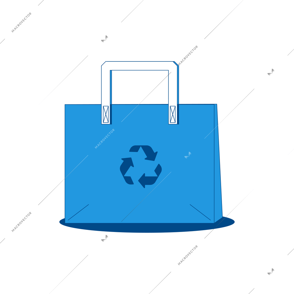 Flat recyclable and reusable paper bag vector illustration