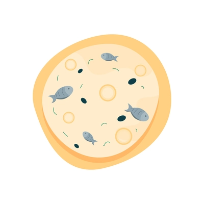 Seafood pizza with fish flat icon vector illustration