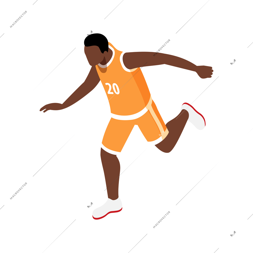 Running male basketball player isometric icon 3d vector illustration