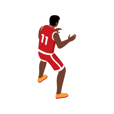 Male basketball player in uniform during game 3d isometric vector illustration