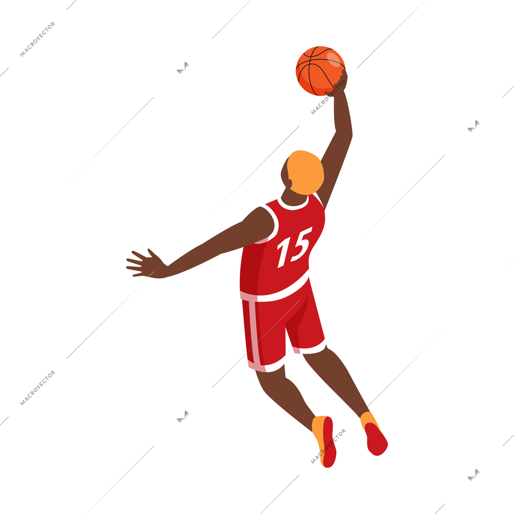 Dunking basketball player isometric icon 3d vector illustration