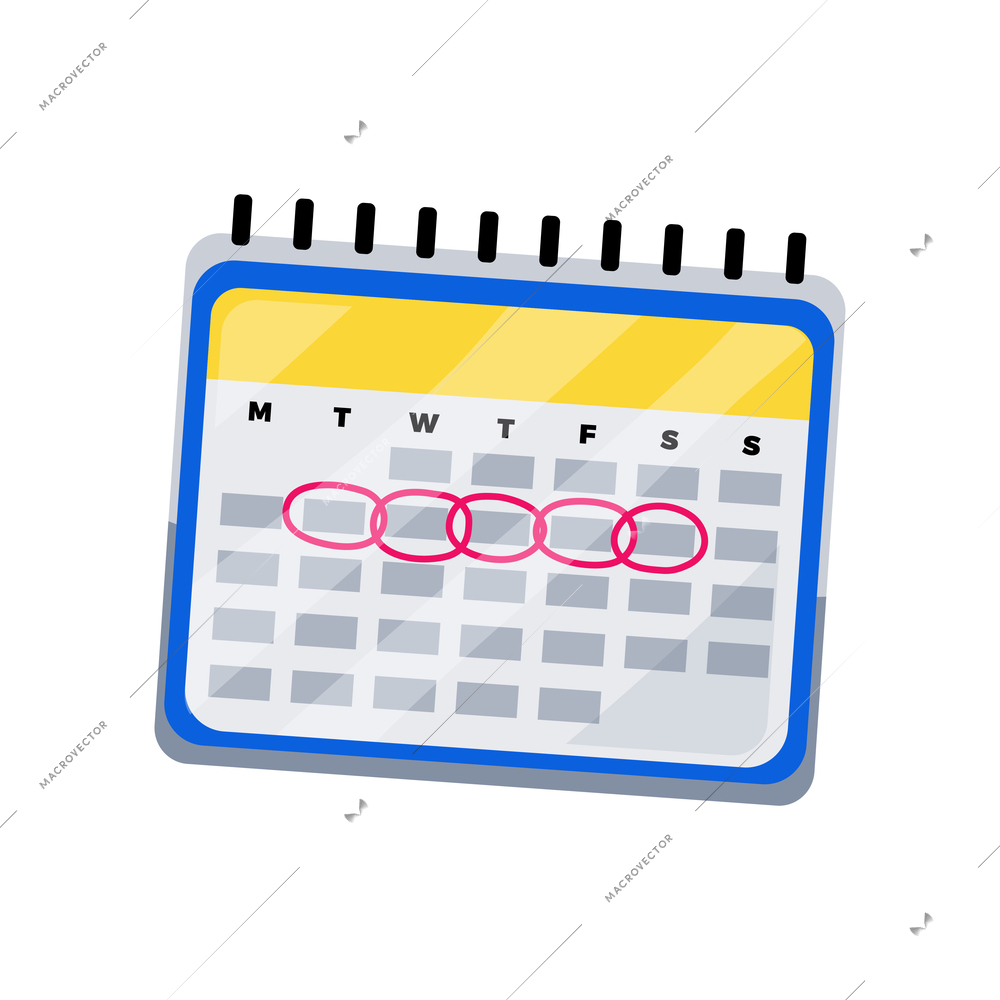 Menstruation flat icon with marked days on calendar vector illustration