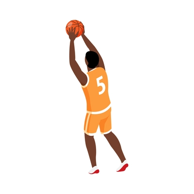 Male basketball player with ball 3d isometric vector illustration