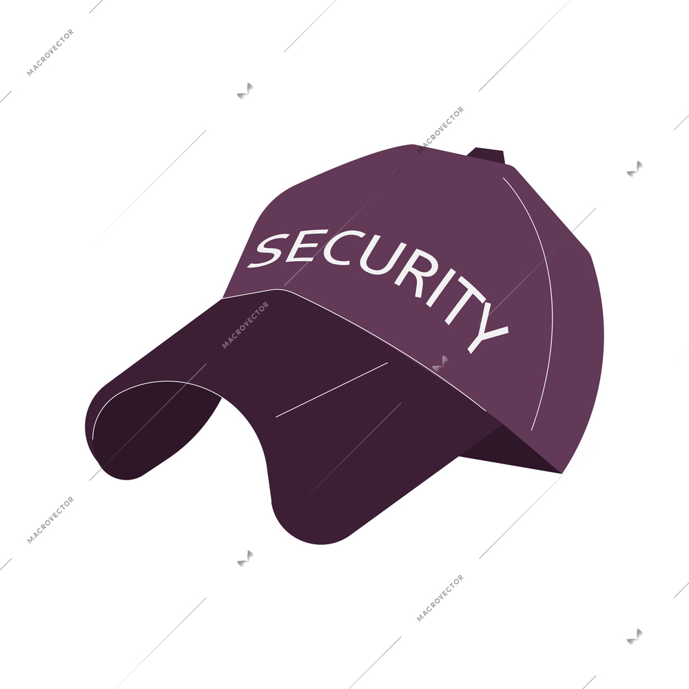 Flat black security baseball cap on white background vector illustration
