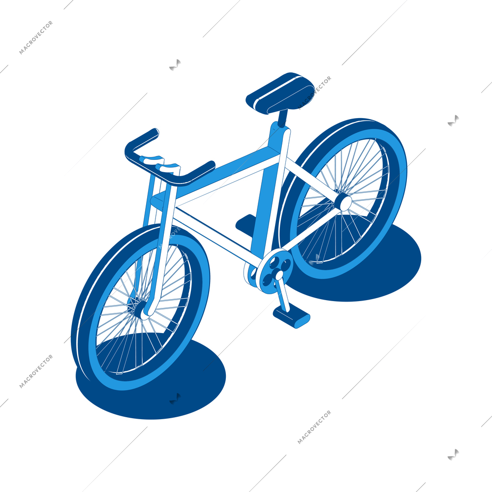 Isometric blue bicycle 3d icon vector illustration