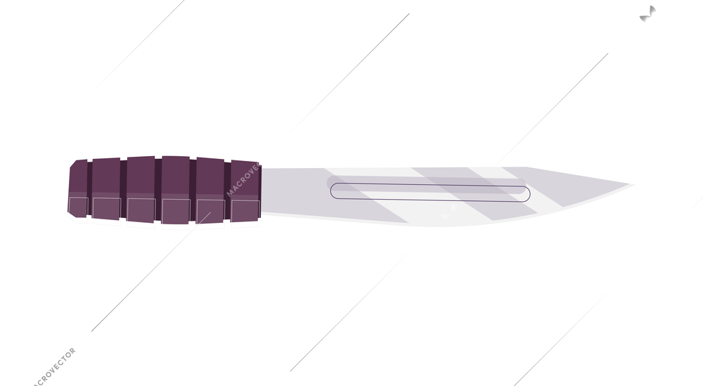 Flat police knife with black handle vector illustration