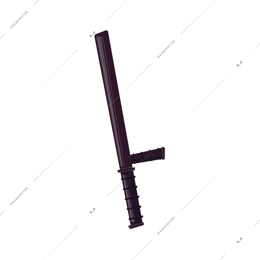 Black police baton flat icon vector illustration