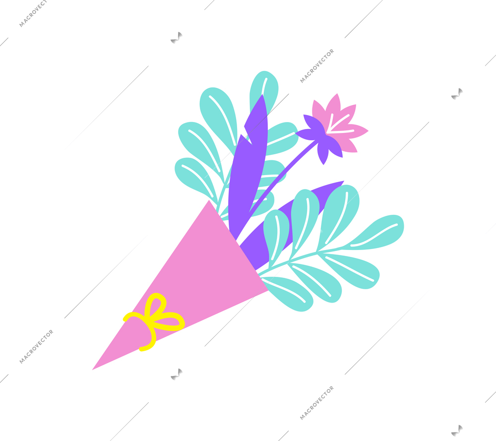 Flat icon with bunch of flowers on blank background vector illustration