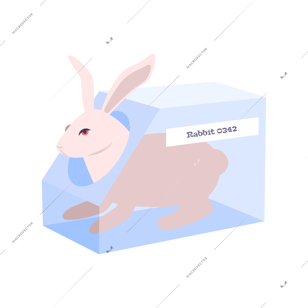 Animal testing flat icon with laboratory rabbit vector illustration