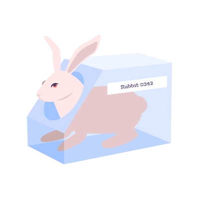 Animal testing flat icon with laboratory rabbit vector illustration